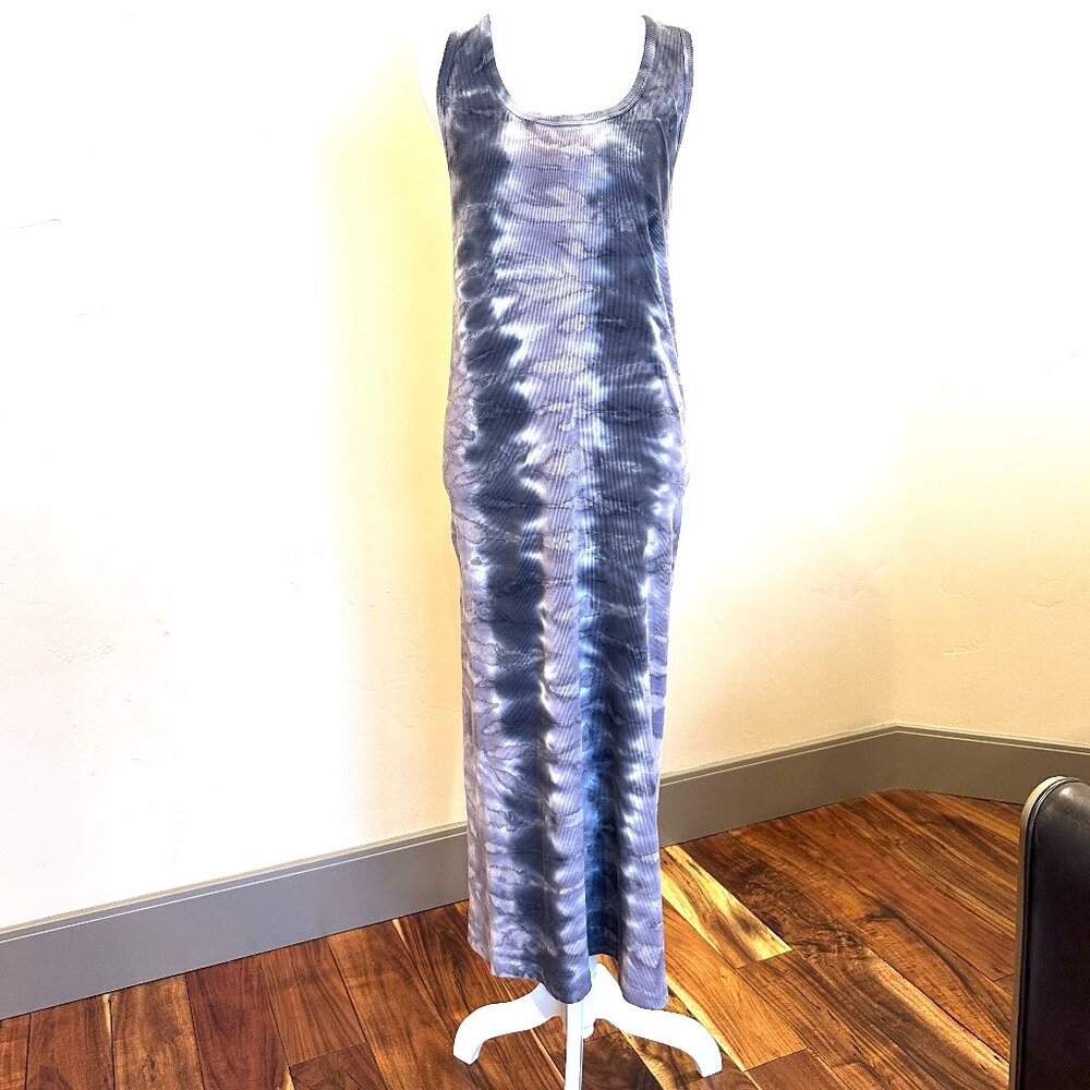 YOUNG FABULOUS AND BROKE RACER BACK TIE DYE MAXI DRESS BLACK AND BROWN MEDIUM